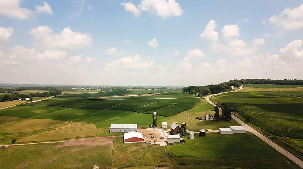 Rural property aerial view